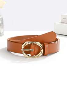 1 件装椭圆形扭扣装饰时尚百搭休闲女士腰带