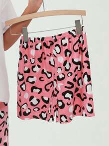 Pimavera y Verano Conjuntos de Descanso para Mujeres Ropa de Dormir para Mujeres, Pijama con estampado de dibujos animados, Incluye una camiseta de manga corta, un pantalón corto - Multicolor - Ver 11