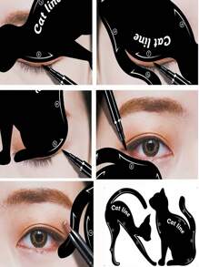 2件装猫眼眼线卡眼线卡辅助工具猫眼卡眼线模型卡帮你画出完美眼线 - 彩色 - 查看 2