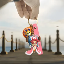 ONE PIECE 2 款正版海贼王公仔 PVC 玩偶钥匙扣吊坠蒙奇·D·托尼托尼·乔巴可爱包包挂件配饰周边礼物海盗王卡哇伊动漫公仔模型玩具 6-8 厘米/2.36-3.15 英寸