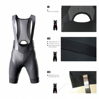 ltiilt 1pc Men's Cycling Shorts With Bib, Compression Fit Suitable For Road Bike & Mountain Bike Riding, Summer