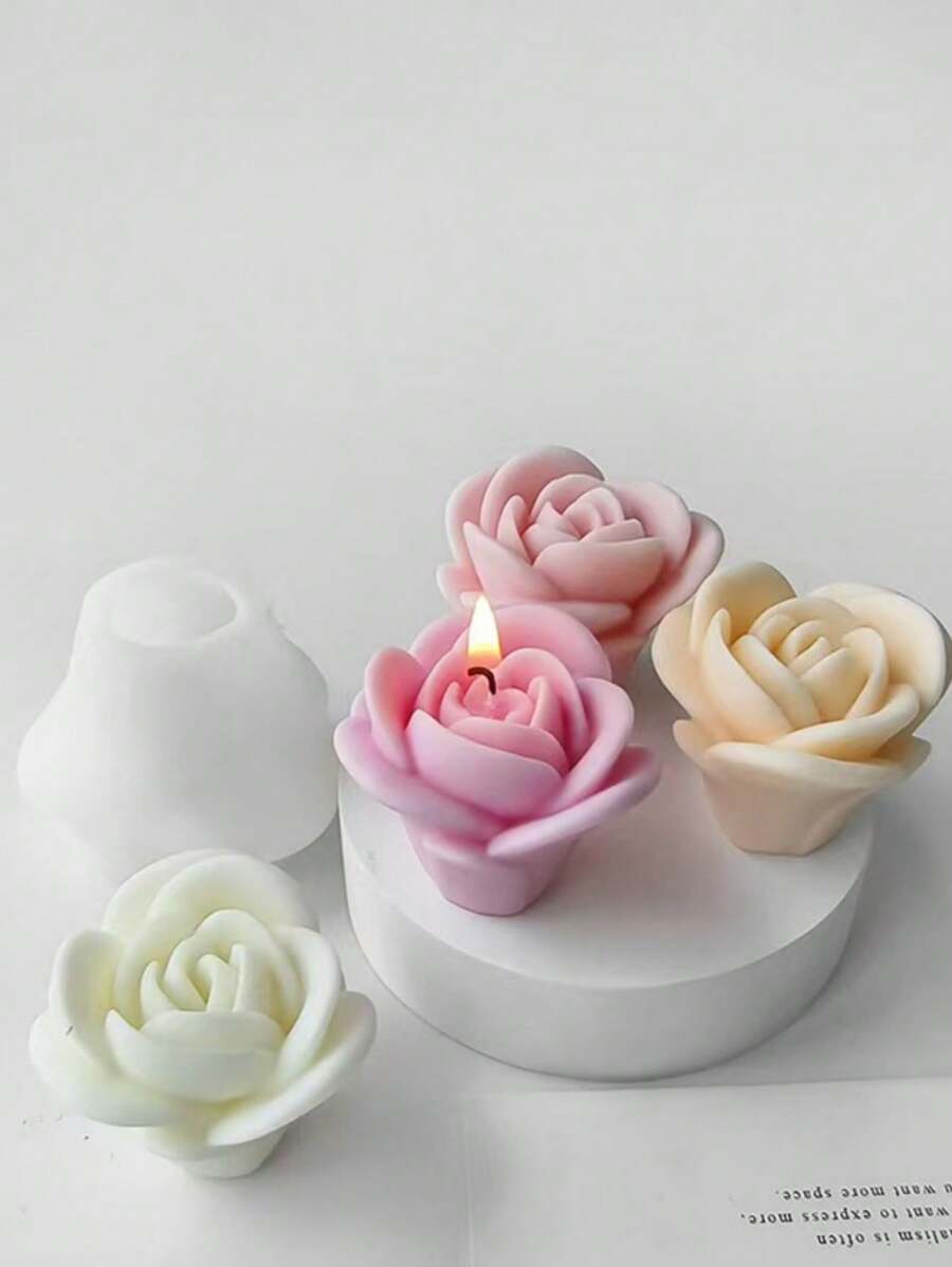1 件康乃馨形状硅胶蜡烛模具 DIY 石膏家居装饰配件