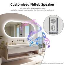 Smart Bathroom Mirror With LED Lights With Bluetooth Speakers Dimmable Anti-Fog - UK Plug(220-240V) - View 11