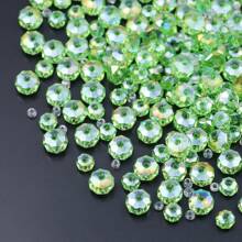 50 件 6/8 毫米浅绿色 AB 色刻面合成水晶珠，手链、项链、DIY 配件珠宝制作用品 - 車輪水晶 - 查看 2