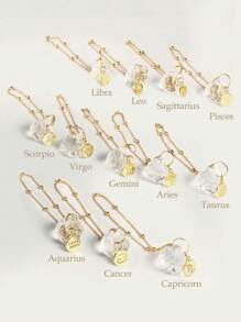 1pc 12 Zodiac Signs Crystal Hanging Sun Catcher, Gold Metal Chain Pendant Decoration, Car Sun Catcher For Window, Home, Office, Wedding Party, Garden Decoration Room Decors Wedding Decor Home Decors - Gold - View 7