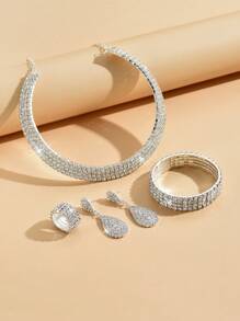 5 Stücke eleganter Kristall-Brautschmuck Set für Damen