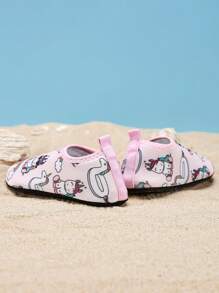 1 Pair Kids Outdoor Sports Fashion Comfortable Breathable Anti-Slip Beach Shoes, Cute Cartoon Animal Design Water Shoes, Yoga & Training Shoes For Little Girls - Pink - View 4