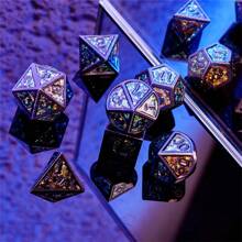 Metallic Glitter Dice Set, Handmade Solid Polyhedral D4 D6 D8 D10 D20 Dice Set, 7pcs Suitable For Role-Playing Games - Multicolor - View 6