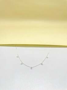 Crystal Zirconia Drop Choker Necklace 925 Silver Plated. - 銀色 - 查看 9