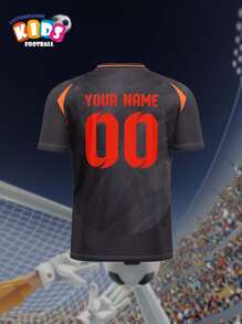 V-Neck Kids Soccer Jersey, Colombia. Breathable & Quick Dry Spring/Summer Tops For Boys & Girls, Custom Name & Number. Comfortable, Breathable, Fitted Sports & Casual Outdoor Running Shirt, Orange & Black