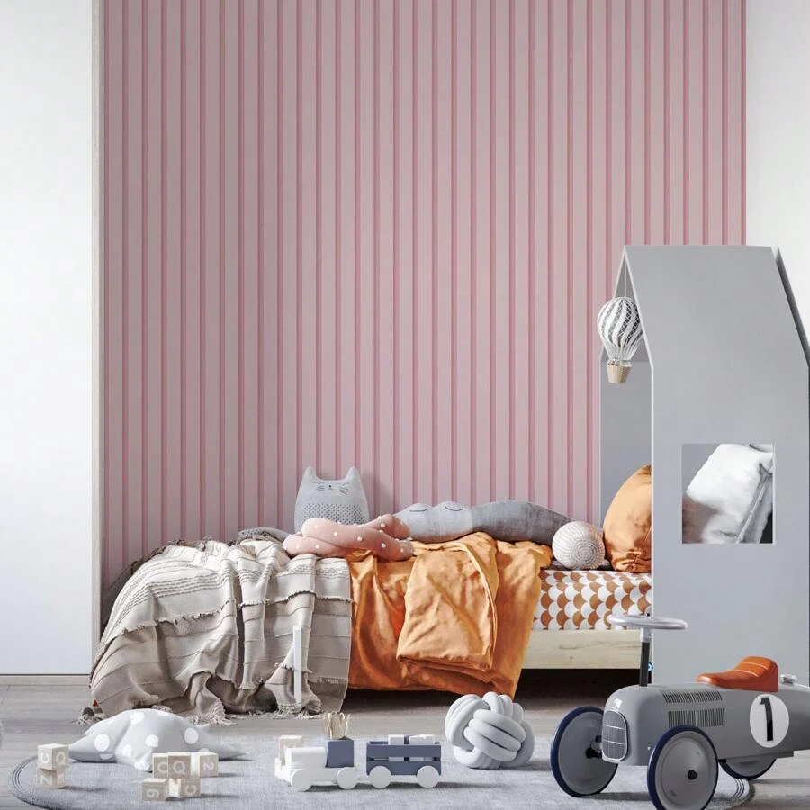 Papel de Parede De Ripa Rosa - Quarto - 10M - Visão 1