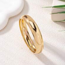 1 pieza Brazalete de metal liso y de color dorado de moda y lujoso para mujeres, apto para uso diario