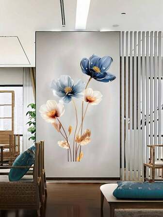 1 pièce Autocollants muraux floraux à l'aquarelle - amovibles, autocollants pour carrelage, pour la décoration murale de la maison et du bureau, décorez votre espace, décoration de la maison, papiers peints, papier peint, salle de bain, cuisine
