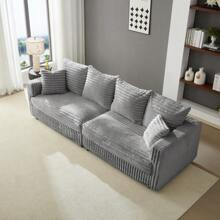 104.3" Plush Corduroy 4-Seat Sofa Modern Comfy Upholstered Sofa Cloud Couch Deep Seat Couches With Soft Pillows Convertible Deep Seat Sofa Lounge Chair For Living Room Bedroom Apartment Office