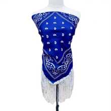1 Pc Fashionable European & American Style Paisley-Shaped Scarf, Hip-Hop Street Dance Leaf Print Long Tassel Sequin Multifunctional Headband Scarf, Made Of Polyester Fiber