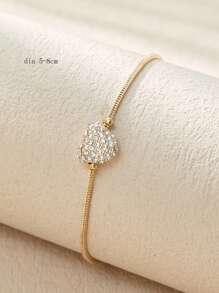 1 قطعة سوار انيق مرصع بحجر المكعب على شكل قلب باللون الذهبي/الفضي مناسب للنساء