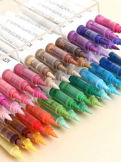 Set de 9 rotuladores de pintura acrílica con puntas de pincel, control de tinta automático, en 7 series de colores profesionales, para pintura en piedra, cerámica, madera, lienzo, vidrio, tela, para manualidades, tarjetas y suministros de arte.