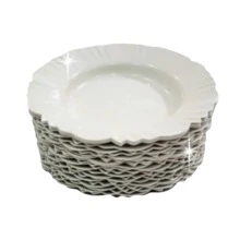 Kit 20 Prato Fundo com Borda Branco Preto Refeição Churrasco Festa Pratos Plastico