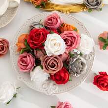 5/10pcs Artificial Grilled Rose Head For Spring Autumn Wedding Vase For Home Dining Room Bedroom Decorations, Festival Birthday Party Accessories, Outdoor Garden Decorations Gifts Graduation