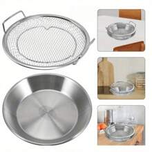 2Pcs/Set Frying Net Sieve Stainless Steel Grease Filter Tray Easy To Clean Non-Stick Fruit And Vegetable Drainer Fried Food Grease Filter With Tray Portable For Home Kitchen Cooking Tools,Kitchen Strainer Set With Fine Mesh, Essential Kitchen Tools & Kitchen Accessories, A Must-Have Kitchen Tools Gift For Home Chefs, Space-Saving Storage For Kitchen Organizers,Christmas Kitchen Gifts Idea