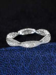 优雅奢华的 CZ 镶嵌几何水钻戒指，含礼品盒，适合女性婚礼、订婚和节日送礼