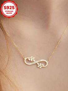 [Custom] 3.5g, 925 Sterling Silver, 1pc Personalized 8-Shaped Customized Necklace, Minimalist Versatile Necklace Accessory, Valentine's Day, Christmas Holiday Gift Customized Engraved Necklace, Custom Name Necklace Holiday Customized Engraved Gift (Custom Note Can Only Be In English, Other Languages Will Be Translated To English)