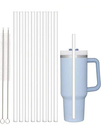 Paquete de 8 Pajitas reutilizables de 30cm de repuesto para vasos de 40 Oz y 30 Oz - Paquete de 4/2/1 pajitas de plástico transparente con cepillo de limpieza, para niñas, niños y verano, útiles escolares