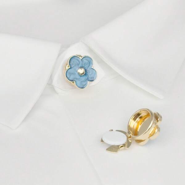 2pcs Elegant Flower Cufflinks, Elegant Shirt Buttons, Light Coloured Ladies Button Covers; Advanced Electroplating Process, Full Copper Base, Men And Women Cufflinks Shirt Buttons. Suitable For Formal Occasions, Daily Wear, Gifts For Friends, Holiday Gifts