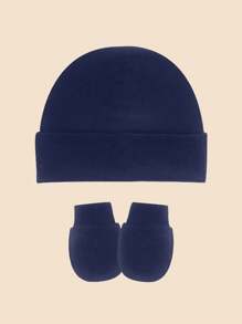 4Sets Blue Newborn Hospital Hat Baby Hat And Anti Scratch Mittens Set For 0-3 Months Newborn Baby Boys Essentials Bonnet Infant Beanie Caps And Gloves Casual Everyday Hat - 彩色 - 查看 2