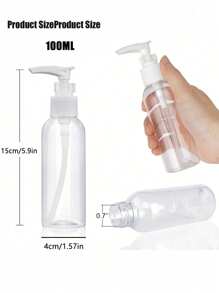 15 piezas Botellas dispensadoras transparentes a presión de 3.38oz a prueba de fugas, esencial de viaje - Adecuado para loción, gel de baño, crema facial, aceite de masaje, champú y acondicionador, portátil, a prueba de fugas, reutilizable, ideal para viajes y uso diario. - Blanco - Ver 9