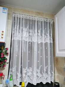 1/2 件法式白色蕾丝边咖啡厅窗帘，装饰小窗帘，适用于客厅、卧室、咖啡店 - 白色 - 查看 10