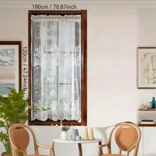 1/2 件法式白色蕾丝边咖啡厅窗帘，装饰小窗帘，适用于客厅、卧室、咖啡店 - 白色 - 查看 15