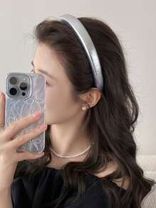 Korean Fashionable High-End Silver Volumizing Headband, Versatile For Going Out, Stylish Hair Accessory For Women