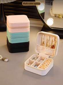 1pc Mini sieradendoos met meerdere compartimenten, draagbare reissieradendoos, afneembare sieradendisplaydoos, geschikt voor sieraden, kettingen, oorbellen, ringen, nagelkunst, haarclips, lippenstift, ideaal voor thuis en slaapkamer