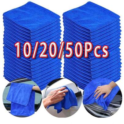 10/20/50 Pcs Soft Microfiber Car Cleaning Cloths, Exterior Automotive Detailing Rags, Car, Home, Kitchen And Bathroom Cleaning Cloths, Car Cleaning Supplies