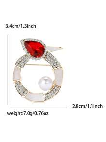 Fashionable Faux Pearl Rhinestone Shell Snake Brooch For Women Animal Brooch Dress Suit Pin Accessories Party Banquet Gift - Snake - View 11