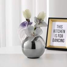 1PC Porcelain Vase With Geometric Stripe Gold And Silver Plating,Room Decor,Home Decor,Kitchen Decor,Wedding Decor,Table Decoration,Centerpieces,Office Decor,Garden Decor,Outdoor Decor Gifts Birthday Graduation Flower Vase Glass Vase