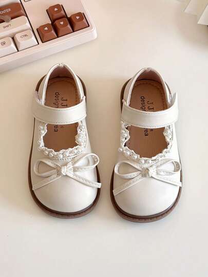 2025 Novos Sapatos de Sola Macia para Meninas Primavera/Outono, Sapatos de Princesa com Nó de Laço para Bebês e Antiderrapantes