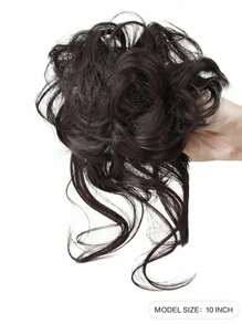 Synthetischer unordentlicher lockiger Haar-Knoten Chignon Haarverlängerung Scrunchie, falsches braunes und schwarzes Haar mit Schwanz für Frauen Haarteile