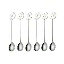 1/4/6/8pcs 304 Stainless Steel Crescent Moon & Star Dessert Spoons - Silver/Gold Cutlery, Tableware Set For Coffee, Holiday Gift