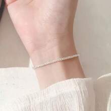New 18K Titanium Steel Bracelet With Shiny Clavicle Chain Simple Ins Style - 銀色 - 查看 2