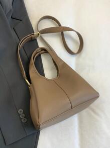 女士优雅水桶手提包，时尚简约，适合工作，斜挎包，黑色