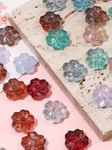 10/50pcs 14mm Glass Cherry Blossom Beads-For Jewelry Making, DIY Crafts, Necklaces, Bracelets - Transparent Multicolor Glass Bead