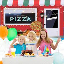 1PC Cooking Pizza Shop Theme Party Decoration Background -82.7 * 59.1/59.1 * 39.4/39.4 * 29.5in, Pizza Cafe Shop Photography Background Newborn Shower Cake Table Banner Photo Booth Props