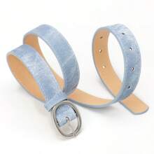 1pc Fashionable Casual Oval Metal Buckle Belt, Versatile For Jeans, Minimalist PU Leather Student Decoration Belt For Women Fall, Autumn, Halloween - Multicolor - View 7