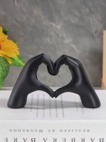 1pc Love Hand Gesture Decor (Black, Small), Modern Art Sculpture Finger Statue, Personalized Home Decor, Creative Wedding Table Decoration, Gift For Valentine's Day And New Year
