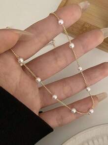 1pc Multi-Layer Minimalist Faux Pearl Necklace, Suitable For Women's Daily And Holiday Wear