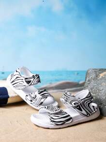1 Pair Baby Boy Striped Fashionable, Comfortable, Casual, Lightweight And Sandals, Suitable For Summer