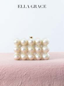 ELLA GRACE 包 - 以特殊方式装饰白色珍珠。配以金链，彰显优雅、高贵和时尚。适合派对、鸡尾酒会、婚礼、舞会、正式派对、年终舞会、年终派对。送礼的绝佳选择。 - 米色 - 查看 1