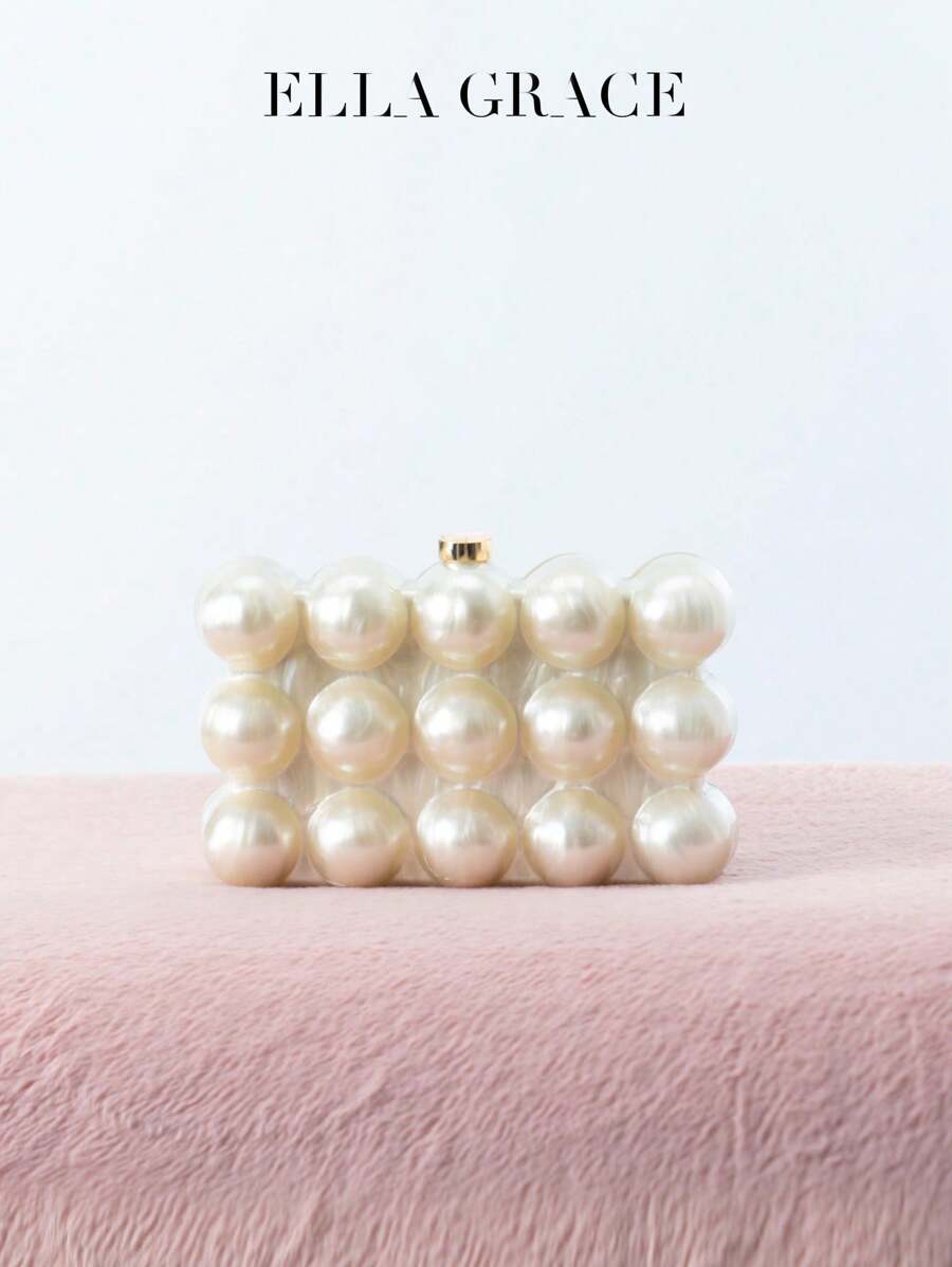 ELLA GRACE 包 - 以特殊方式装饰白色珍珠。配以金链，彰显优雅、高贵和时尚。适合派对、鸡尾酒会、婚礼、舞会、正式派对、年终舞会、年终派对。送礼的绝佳选择。 - 米色 - 查看 1